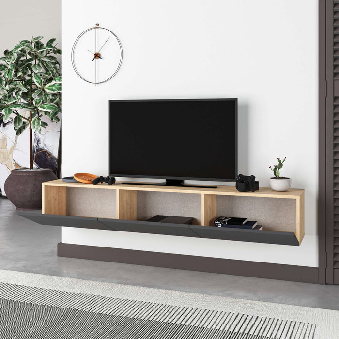Hanah Home Francy 180 Soporte de TV Roble Zafiro y Antracita Hanah Home Francy 180 Soporte de TV Roble Zafiro y Antracita